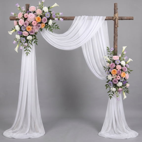 Wedding Arch Draping Fabric 1 Panel 28.7" x 20FT White Sheer Chiffon Backdrop Drapes for Wedding Ceremony Birthday Party Bridal Shower Outdoor Decoration
