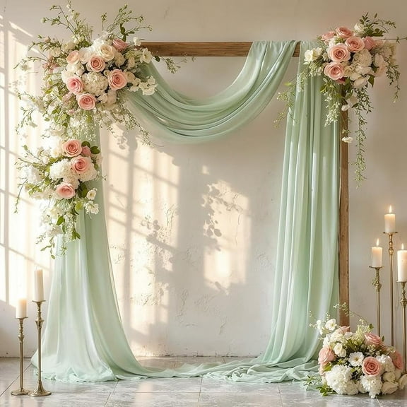 Wedding Arch Draping Fabric, 1 Panel 28" x 19Ft Drapes Sheer Backdrop Curtain for Wedding Ceremony Party Ceiling Decor