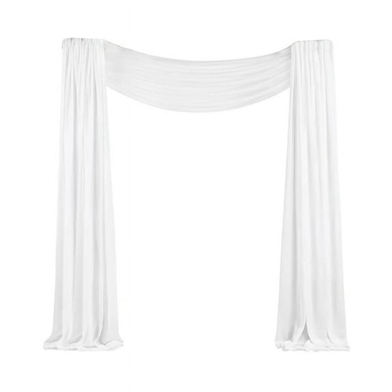 Wedding Arch Draping Fabric 1 Panel 29.5Inch X 19.6Ft White Sheer Chiffon Curtain Drapes for Ceremony