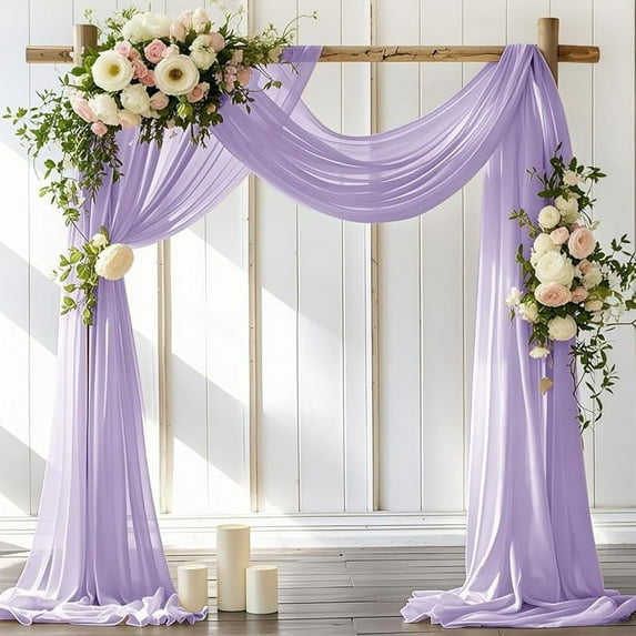 Wedding Arch Draping Fabric 1 Panel 30'' x 18FT Sheer Chiffon Arch Drapery for Easter Bridal Shower Backdrop Outdoor Party Arches Church Ceremony Decoration