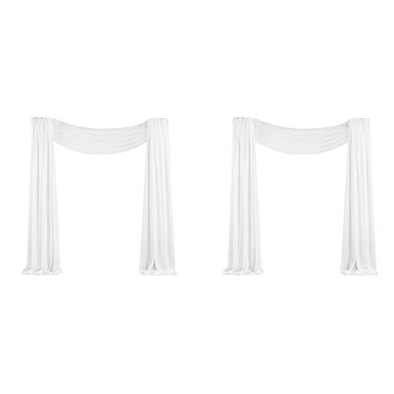 Wedding Arch Draping Fabric 2 Panel 29.5Inch X 19.6Ft White Sheer Chiffon Curtain Drapes for Wedding Ceremony