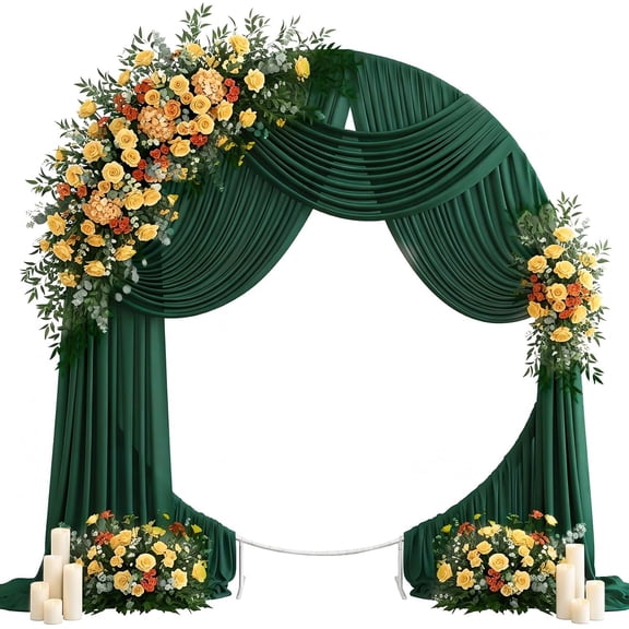 Wedding Arch Draping Fabric 29" x 19Ft Sheer Drapes for Backdrop Wedding Ceremony Reception Ceiling Decor Curtain Bridal Shower Decoration (Hunter Green, 1 Panel)