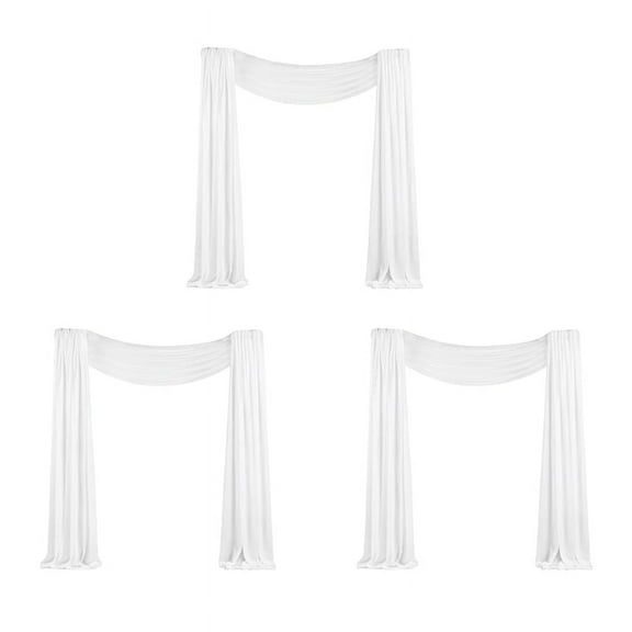 Wedding Arch Draping Fabric 3 Panel 29.5Inch X 19.6Ft White Sheer Chiffon Curtain Drapes for Wedding Ceremony