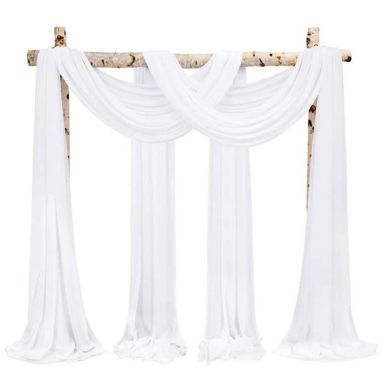 30 x 32 ft White Sheer Wedding Arch Draping Fabric 3 Panels Chiffon Fabric  White Wedding Arch Drapes White Backdrop Curtain Arch Drapery for Wedding