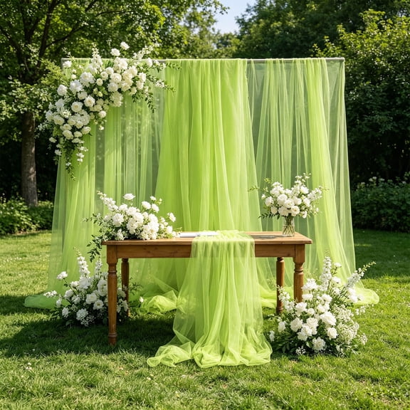 Wedding Arch Draping Fabric 6.56FT, Sheer Chiffon Fabric Backdrop, 1 Panel White Drapes for Wedding Ceremony Decor, Decorative Arch Drapery for Birthday Party Ceiling Curtain Backdrop