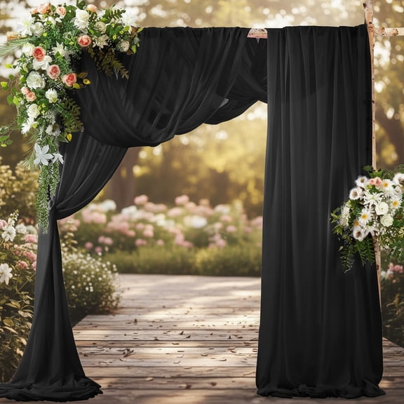 Wedding Arch Draping Fabric Black Polyester Chiffon Fabric for Multiple Occasions