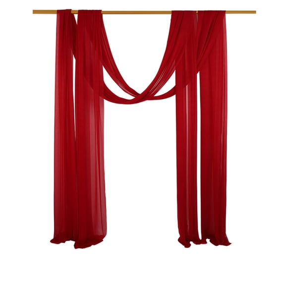 Wedding Arch Draping Fabric Sheer Curtain Drapes | 30" x 19.6 ft Long Backdrop Curtains for Wedding Anniversary Party, Summer Outdoor Events Drapery, Photo Backgrounds - Red