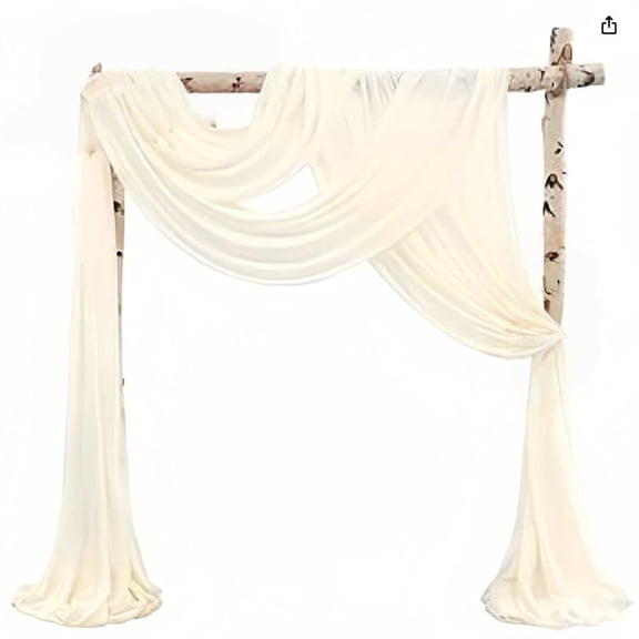 Wedding Arch Draping Polyester 30x236 Inch Sheer Background Curtain Chiffon Polyester Drapery Voile Scarf Draping Panels for Wedding Archway Curtain Party Decoration