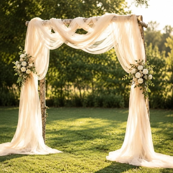 Wedding Arch Draping , Sheer Chiffon Fabric Backdrop Blush Drapes for Wedding Ceremony Decor, Decorative Arch Drapery for Wedding Birthday Party Ceiling Curtain Backdrop