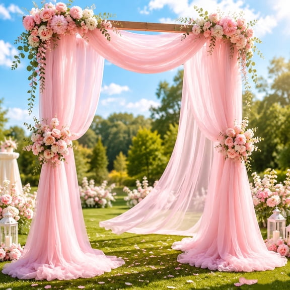 Wedding Arch Draping , Sheer Chiffon Fabric Backdrop Blush Drapes for Wedding Ceremony Decor, Decorative Arch Drapery for Wedding Birthday Party Ceiling Curtain Backdrop