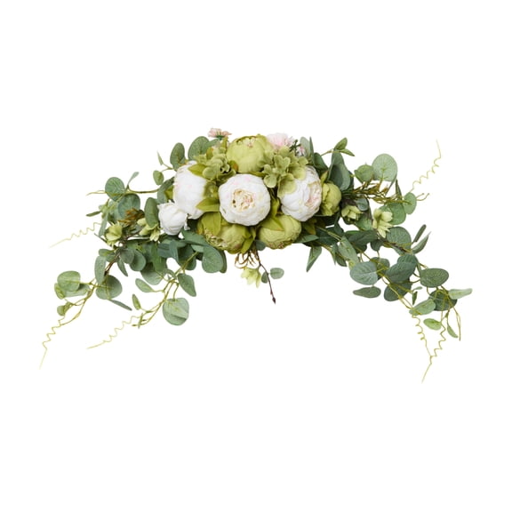 Wedding Arch Flowers, 24 Inch Rustic Artificial Floral Swag for Door Lintel, Green Leaves Rose Peony Sunflowers Table Centerpieces Home Decoration