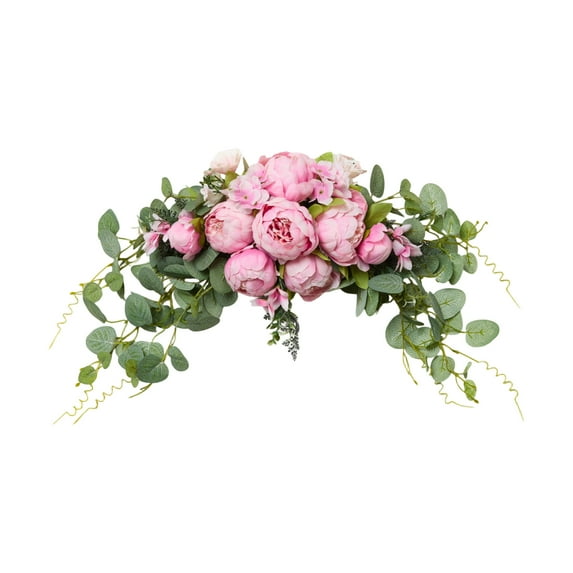 Wedding Arch Flowers, 24 Inch Rustic Artificial Floral Swag for Door Lintel, Green Leaves Rose Peony Sunflowers Table Centerpieces Home Decoration