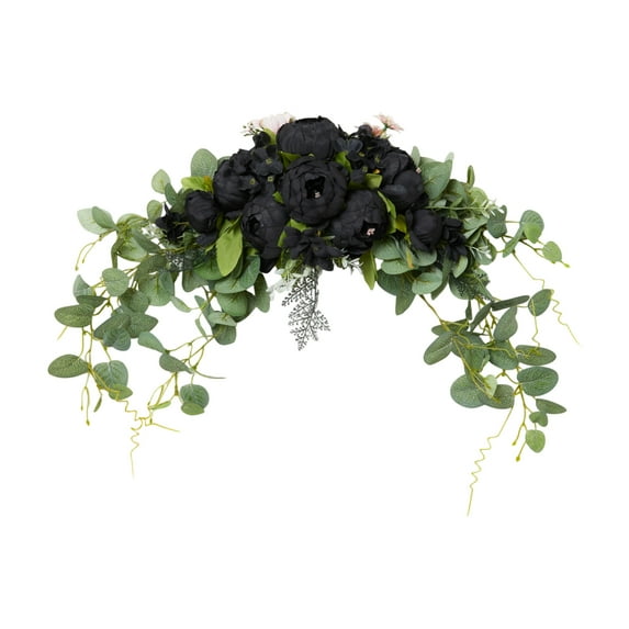 Wedding Arch Flowers, 24 Inch Rustic Artificial Floral Swag for Door Lintel, Green Leaves Rose Peony Sunflowers Table Centerpieces Home Decoration