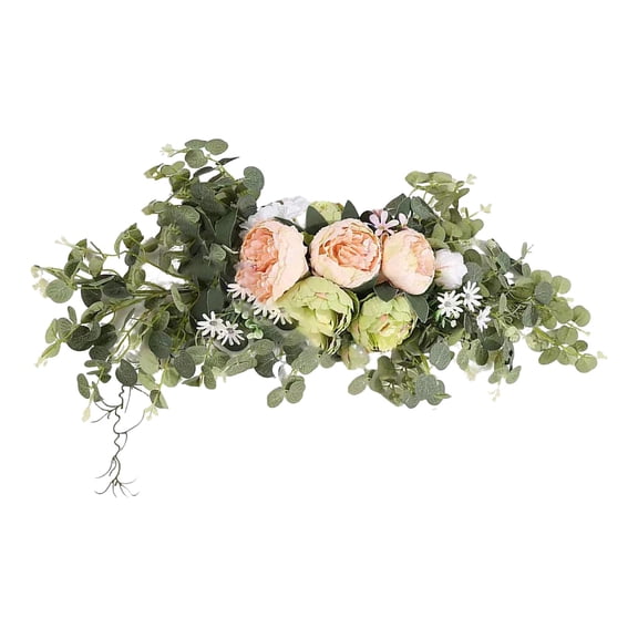 Wedding Arch Flowers, 30 Inch Long Rustic Artificial Floral Swag for Door Lintel, Green Leaves Rose Peony Ceremony Reception Welcome Signs Table Centerpieces Home Decoration, 1Pc(Green,30x9.8")