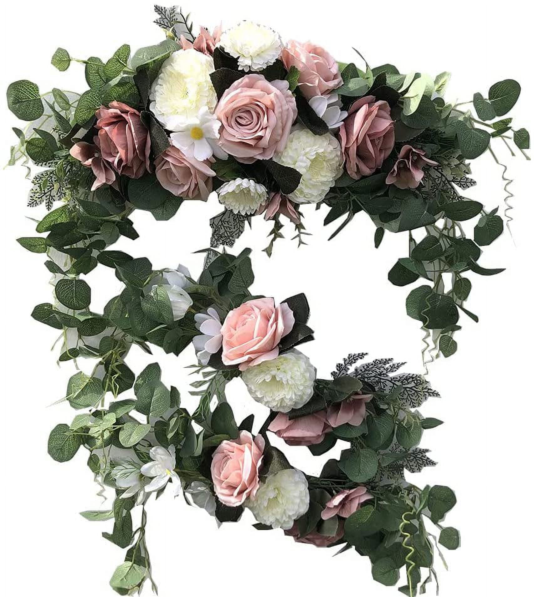Wedding Arch Flowers,3Pcs Set White Rose Decorative Floral Swags