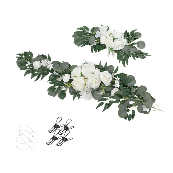 Wedding Arch Flowers ,Arch Fake Flower, Silk Flowers Hanging Rustic Artificial Flowers Swag for Front Door Ceremony Backdrop Table Wedding White