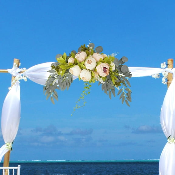 Wedding Arch Flowers Artificial Floral Swag Props Rustic Centerpiece Arch Decorative Garland for Arrange Wedding Party Ceremony Welcome Sign champagne pink