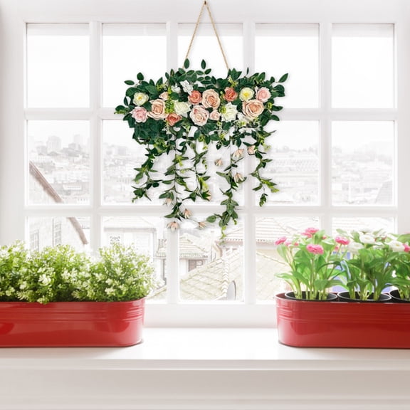 Wedding Arch Flowers, Fall Artificial Rose, Wall Hanging Mantel Decor, Door Lintel Florals, Garland for Table Decor, Fall Festive Decorations, Table Centerpieces Ornament, 15.74×11.81 in,Pink