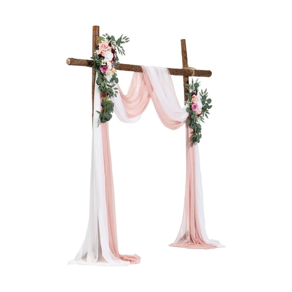 Wedding Arch Flowers Kit with Draping - 21ft Blush Pink & Ivory - Artificial Flowers for Wedding Ceremony Backdrop, Reception Decorations, Party Supplies
