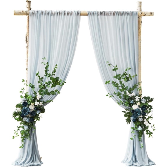 Wedding Arch Flowers for Wedding Ceremony Arrangement Decor, 2 Pcs Fake Flowers Swag Floral Garland Decoration, 2pcs Drapes Kit, Backdrop Stand for Party Wedding Gifts|Dusty Blue & Navy.