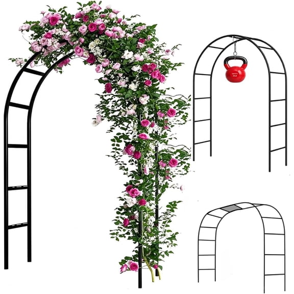 Garden Arch Trellis for Climbing Plants Outdoor,7.87 x 4.59 x 1.25FT Wedding Arch, 2-in-1 Wide or High Metal Garden Arbor for Roses, Vines, Wedding and Party Decorations, Black