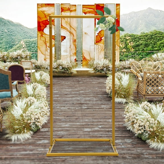 Wedding Arch Metal Garden Arbor Arch Square Wedding Garden Arch Plant Climbing Stand Gold for Flower Door Weddings Party Event Balloon Decoration