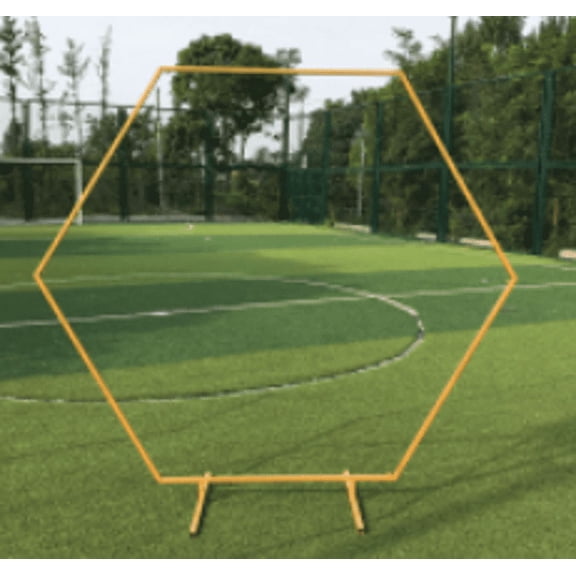 Wedding Arch Stand with Metal Base Wedding Ceremony Décor, 6.5 Ft Round Wedding Arch for Wedding, Anniversary Décor, Party Backdrop Decoration Photo Booth Stand on Birthday Party (Gold_Hexagon)