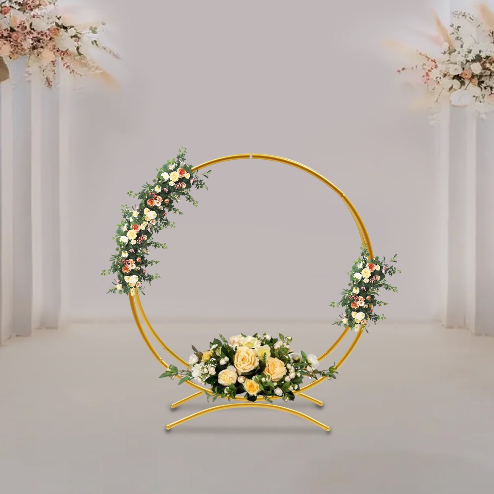 Wedding Arch Stand, Round Shape Flower Rack, Gold Color Plants Holder ...