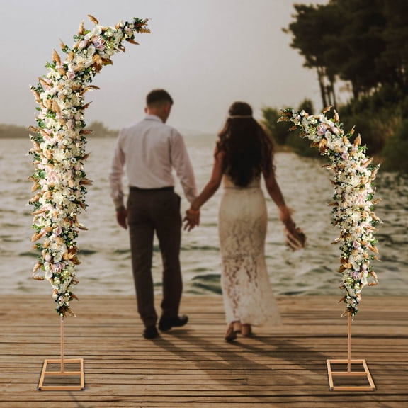 Wedding Arch Stand, Wedding Backdrop Stand, Gold Wedding Arch - 8ft & 6ft Height, Galvanized Iron Pipe with Powder Coating, for Wedding/Party/Photo Booth Decorations