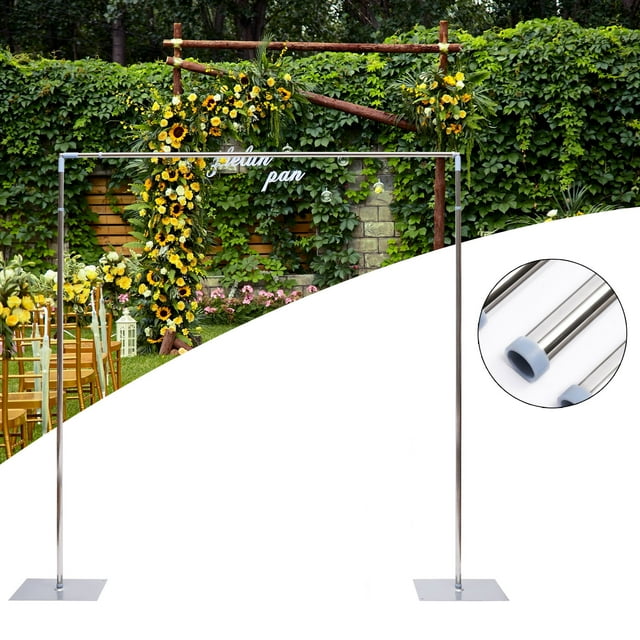 Wedding Arch Stand with Base Steel Square Arch Backdrop Artificial Flower Row Stand Modern Arch Frame for Weddings (118" x118", Silver)
