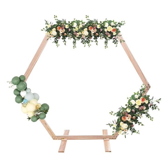 Wedding Arch W7.1XH6.1 FT, Hexagon Wooden Arch for Ceremony,Hexagon Arch Backdrop Stand Event Party Stand for Outdoor, Indoor