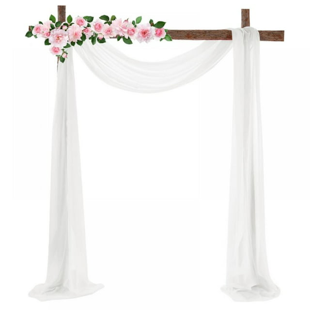 Wedding Arch White Sheer Backdrop Curtain, Chiffon Fabric Drapery Party ...