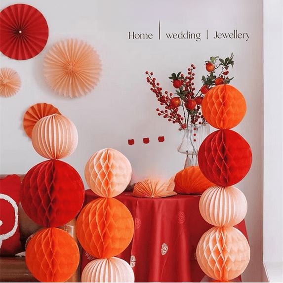 Wedding Arrangement Party Wedding Scene Arrangement Decoration Paper Honeycomb Ball Honeycomb Lantern Paper Honeycomb Ball-Diameter 25CM