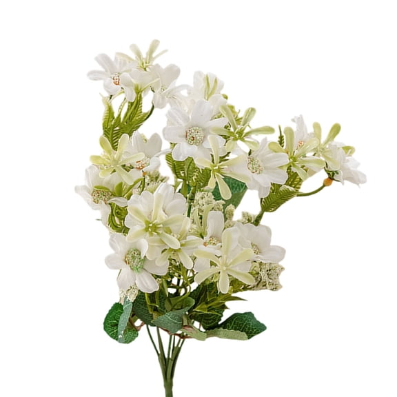 Wedding Artificial Flowers, 7-Head Snowflake with Wild Chrysanthemum And Grass, for Home Decoration, Stage Backdrops, Table Centers And Doorway Decor, Realistic Pvc , 1 Bunch of Artificial Flowers