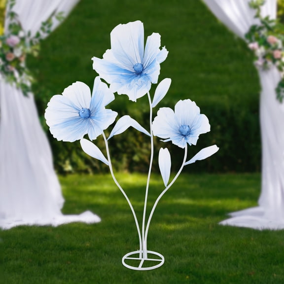 Wedding Artificial Flowers, Blue Gradient Silk Blooms with Iron Base, 170cm Tall Arrangement for Event Decor