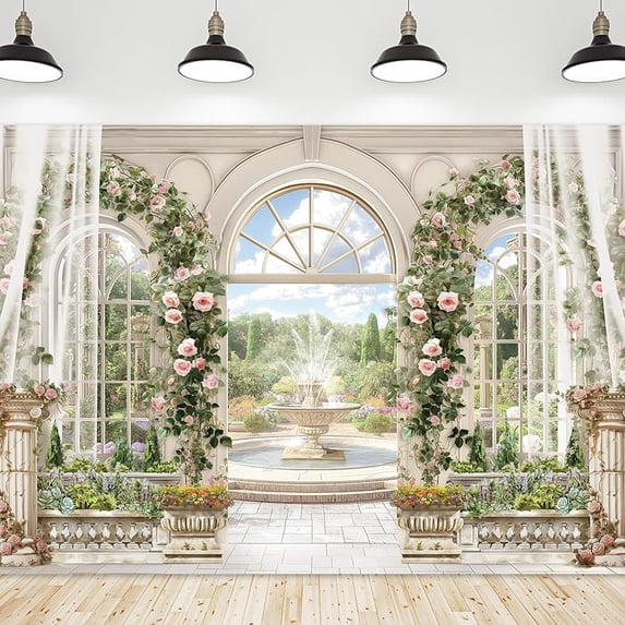 Wedding Backdrop Fairy Garden Flower Pretty Floral Elegant Bridal Shower for Women Spring Photography Background Bridal Shower Wedding Photo Studio Shoot