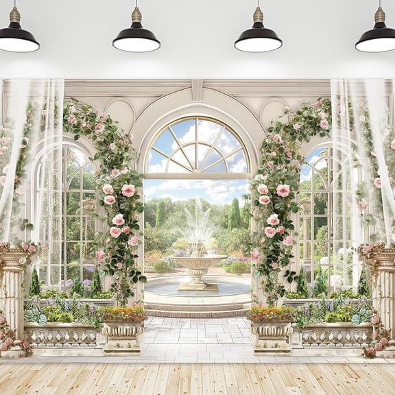 Wedding Backdrop Fairy Garden Flower Pretty Floral Elegant Bridal Shower for Women Spring Photography Background Bridal Shower Wedding Photo Studio Shoot