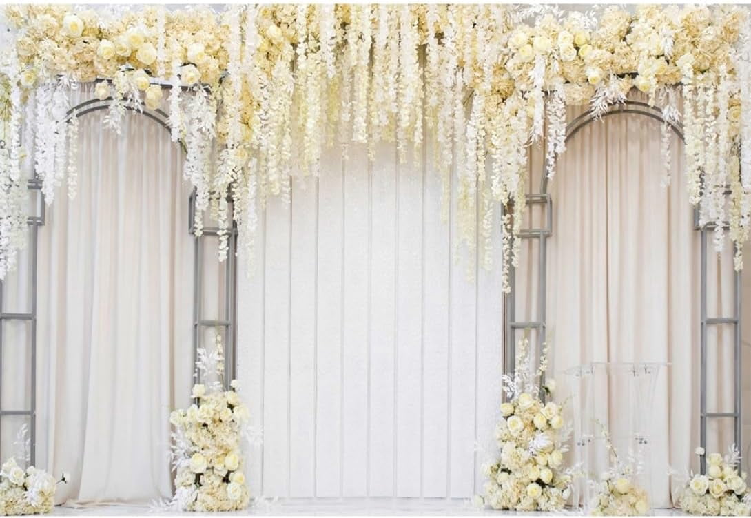 Wedding Backdrop Yellow Roses Floral Garlands Flower Wall Romantic ...