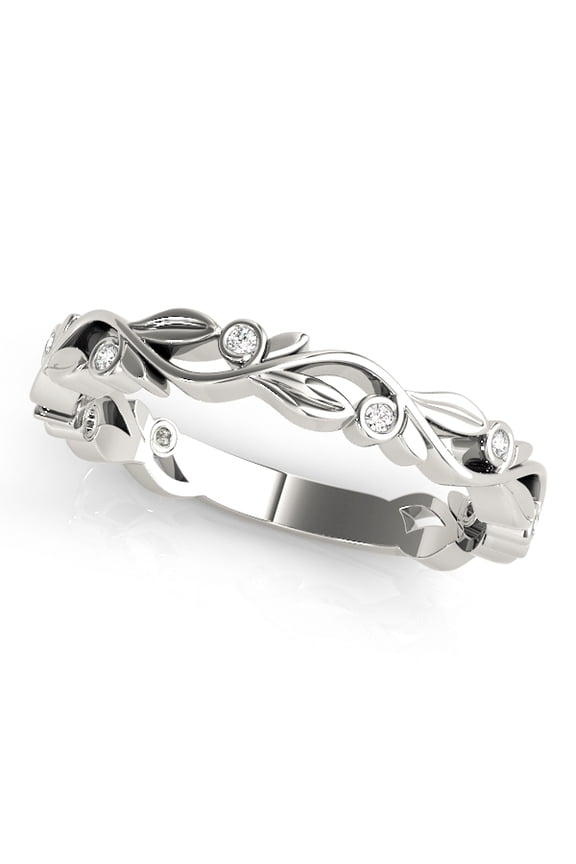 Wedding Band 0.036 CT FG/VVS1 Brilliant Cut Round Diamond In 10K White Gold Women Jewelry