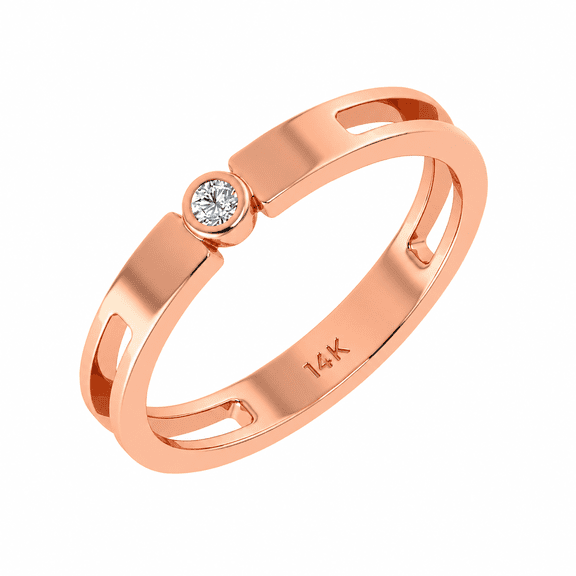 Wedding Band 0.03CT Bezel Set Diamond 14K Rose Gold Engagement Rings Jewelry