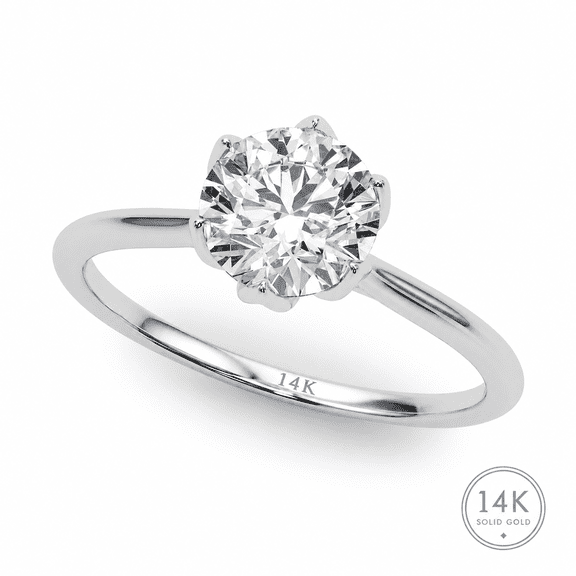 KohinoorGems 0.33CT Lab Grown Diamond Solitaire Ring in 14K White Gold