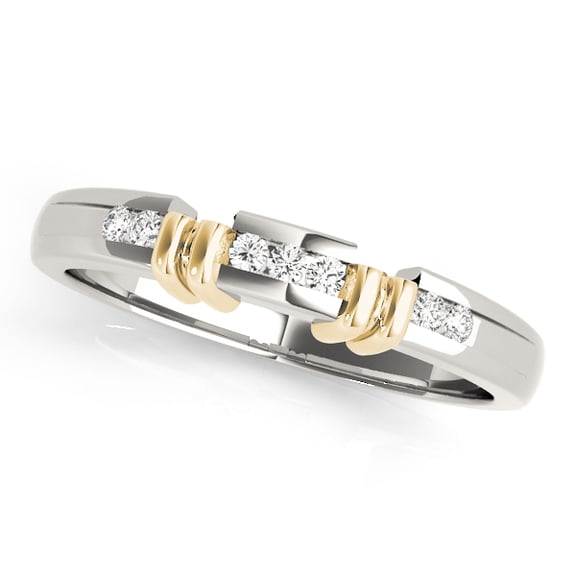 Wedding Band 0.07 Ct Channel Set FG/VVS1 Diamond Engagement Rings In 14K Two-tone Gold