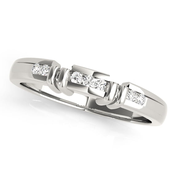 Wedding Band 0.07 Ct Channel Set FG/VVS1 Diamond Engagement Rings In 14K White Solid Gold