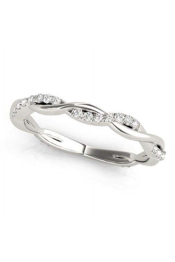 Wedding Band 0.20 Carat Round (FG/VS1 ) Diamond In 10K Solid White Gold Jewelry