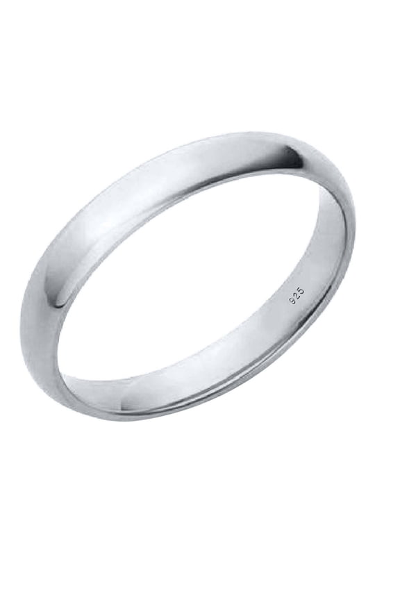 Wedding Band 3mm 925 Sterling Silver Ring High Polish Plain Dome Comfort Women Jewelry