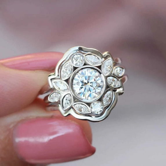 Wedding Band Anniversary Ring 2 Ct Round Diamond 14K White Gold Finish