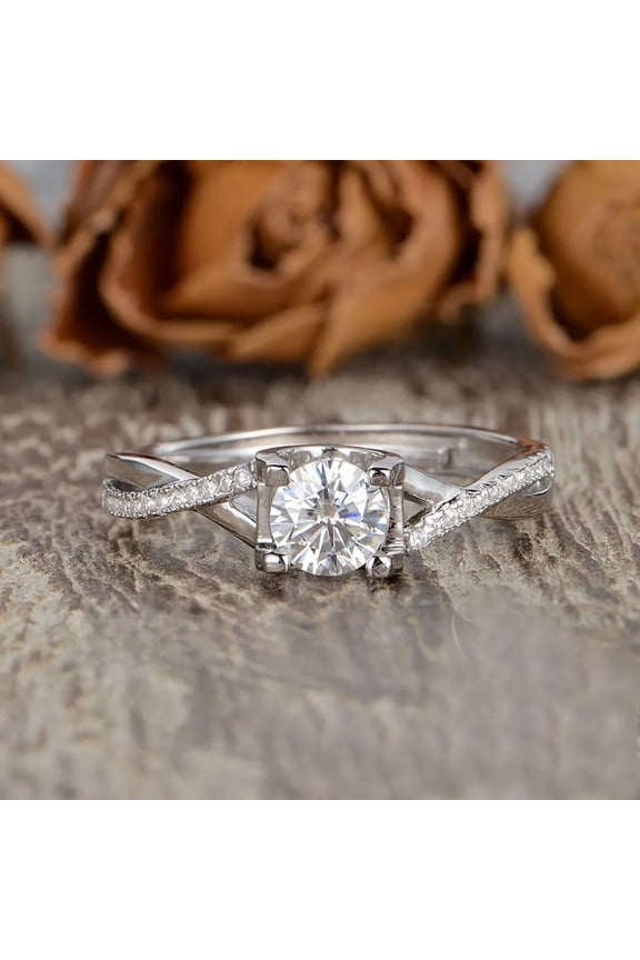 Wedding Band Anniversary Ring 2 Ct Round Diamond 14K White Gold Finish