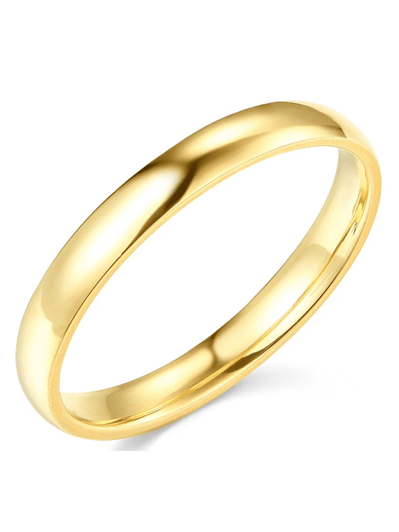 Wedding Band Ring Solid 14k Yellow Gold Polished Finish Regular Fit, 4 mm, Size 6 - Wedding Band Ring