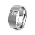 thumbnail image 1 of Wedding Band Ring for Men or Women 8mm Stainless Steel 1 Ct Emerald Cut Cz Ginger Lyne Collection, 1 of 4