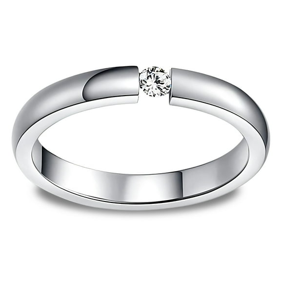 Wedding Band Ring for Women or Men Stainless Steel Crystal Ginger Lyne Collection